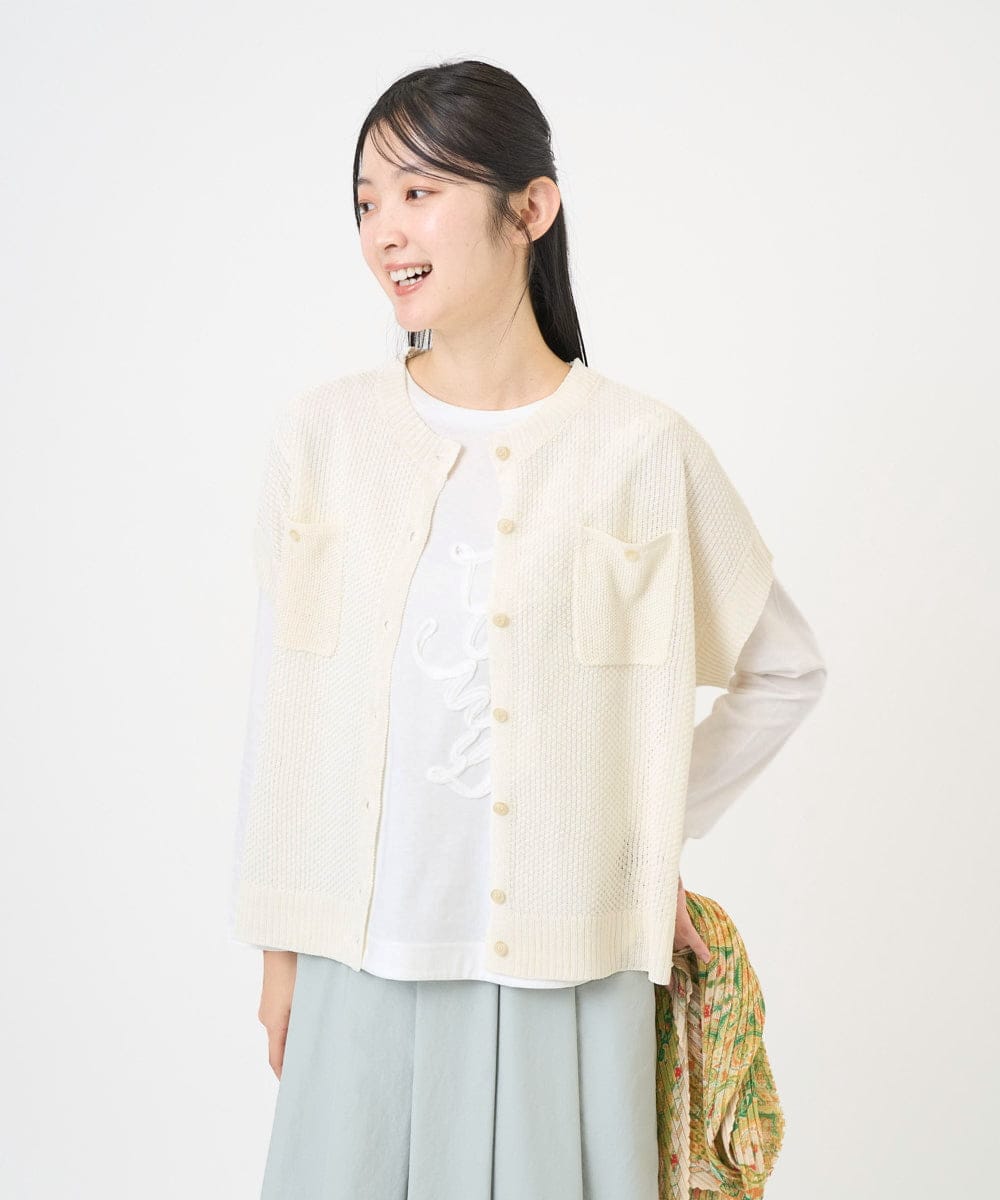 NGSGF41230 GIANNI LO GIUDICE(ジャンニ ロ ジュディチェ) ペーパーヤーン鹿の子ニットベスト アイボリー