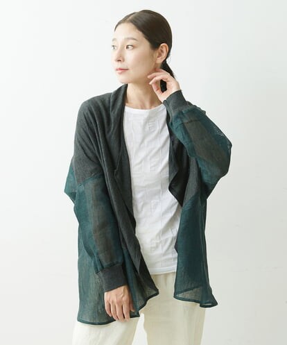 NGSGS40330 GIANNI LO GIUDICE [洗える]異素材ミックスカーディガン