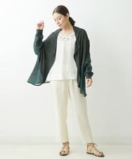 NGSGS40330 GIANNI LO GIUDICE(ジャンニ ロ ジュディチェ) [洗える]異素材ミックスカーディガン カーキ