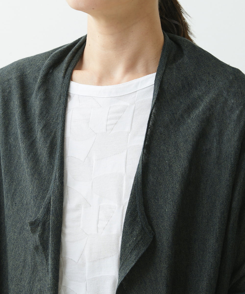 NGSGS40330 GIANNI LO GIUDICE(ジャンニ ロ ジュディチェ) [洗える]異素材ミックスカーディガン カーキ