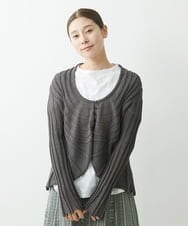 NGSGU43270 GIANNI LO GIUDICE(ジャンニ ロ ジュディチェ) [洗える・日本製]リネンスラブカーディガン ダークグレー
