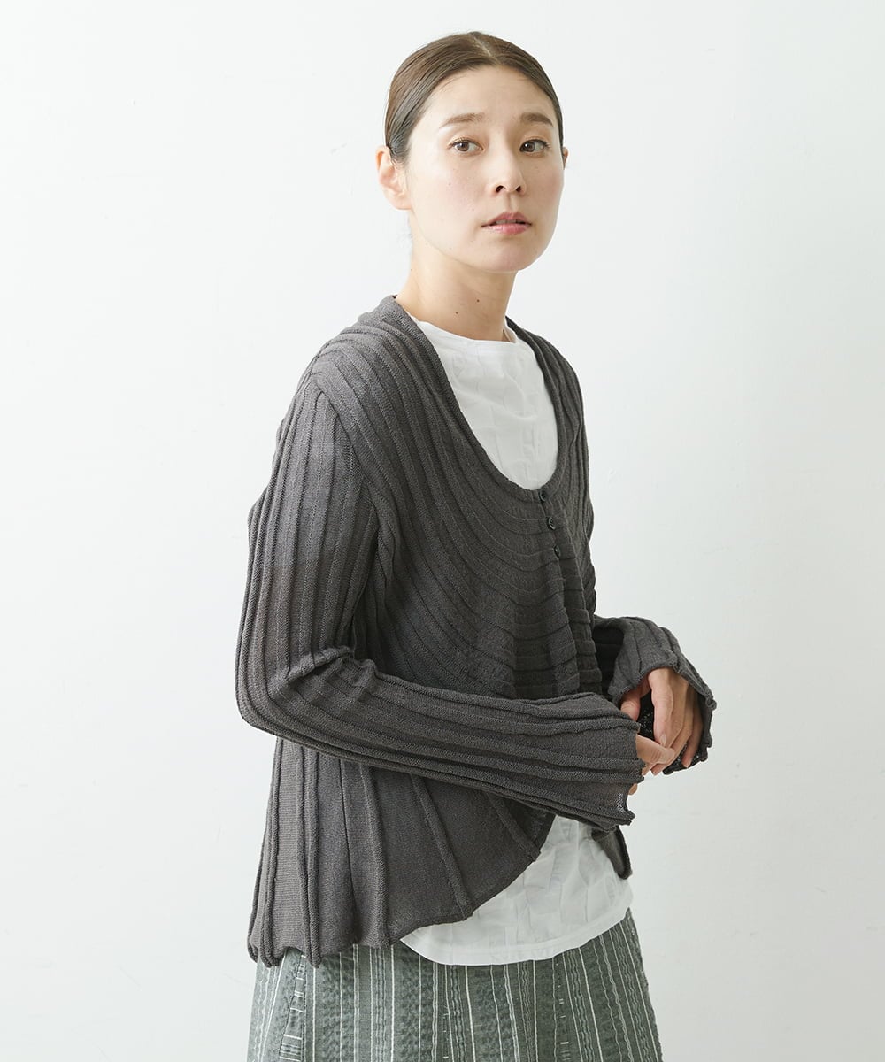 NGSGU43270 GIANNI LO GIUDICE(ジャンニ ロ ジュディチェ) [洗える・日本製]リネンスラブカーディガン ダークグレー