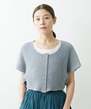 NGSGU44230 GIANNI LO GIUDICE(ジャンニ ロ ジュディチェ) [日本製]キュウシン編ニットカーディガン ライトブルー