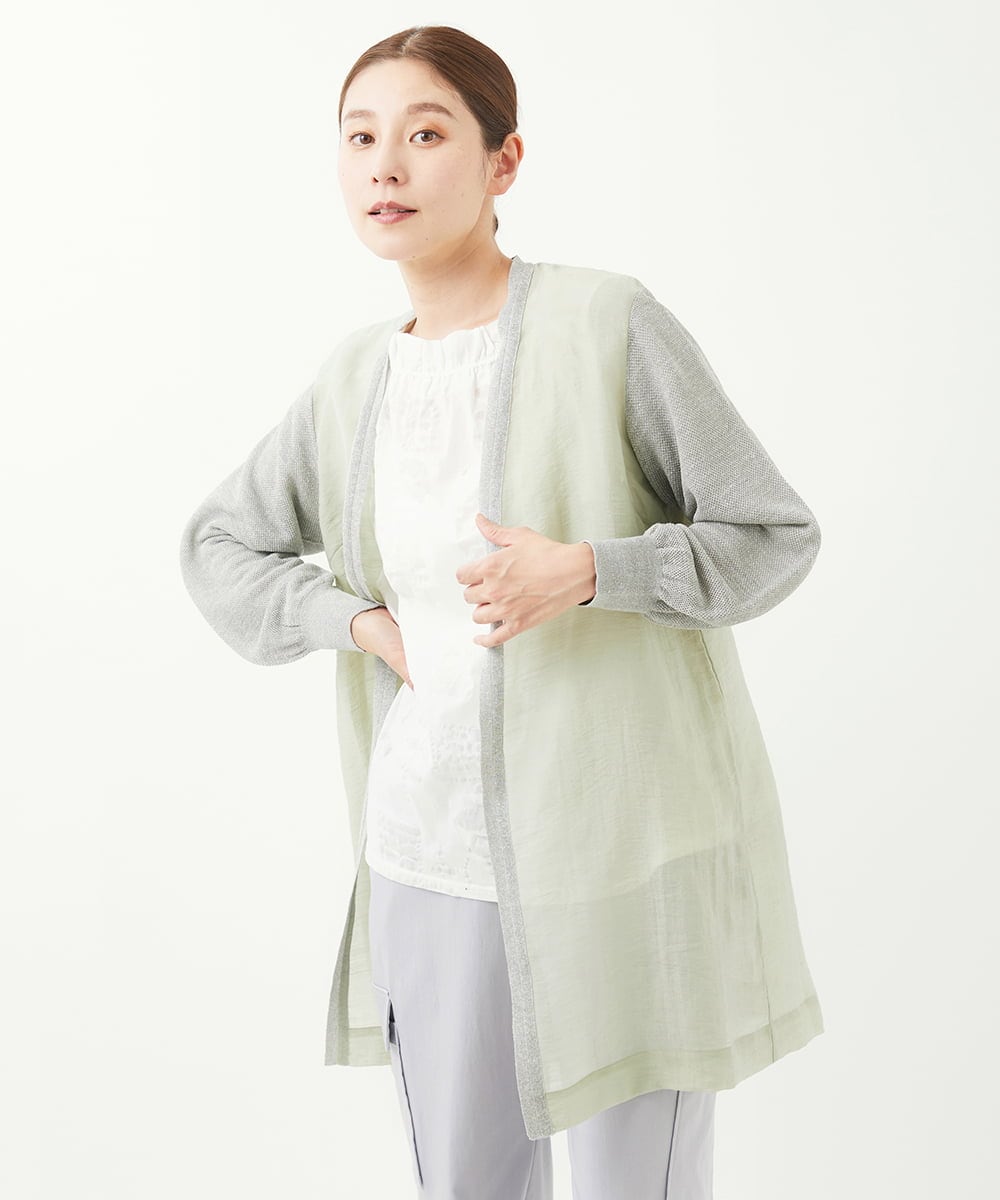 NGSGV40360 GIANNI LO GIUDICE(ジャンニ ロ ジュディチェ) [洗える]セミノハネNOELロングカーディガン グリーン