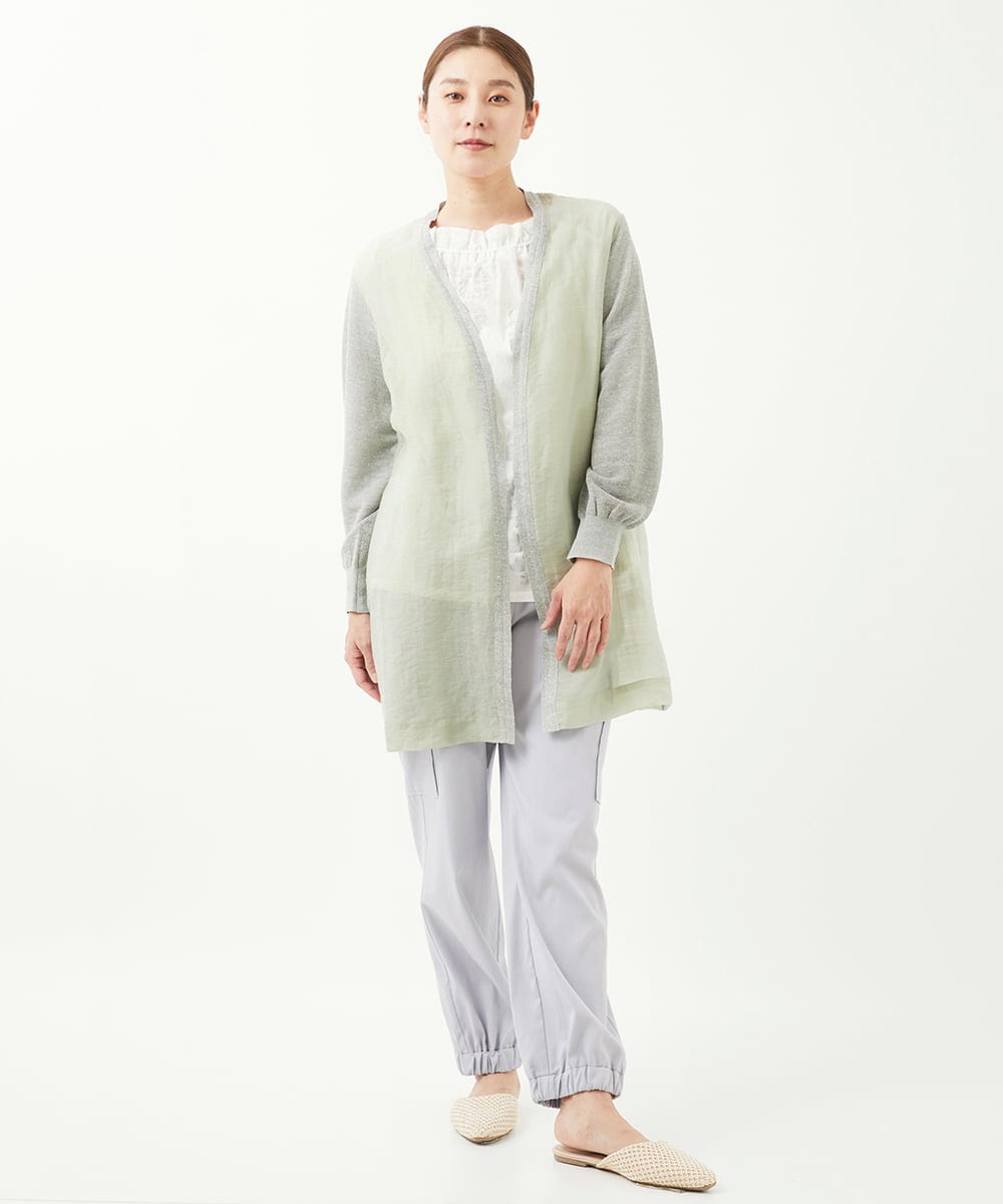 NGSGV40360 GIANNI LO GIUDICE(ジャンニ ロ ジュディチェ) [洗える]セミノハネNOELロングカーディガン グリーン