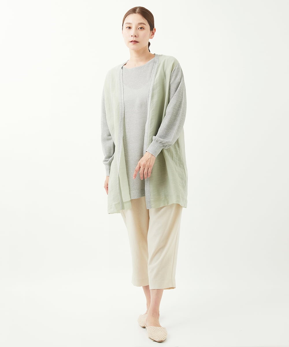 NGSGV40360 GIANNI LO GIUDICE(ジャンニ ロ ジュディチェ) [洗える]セミノハネNOELロングカーディガン グリーン