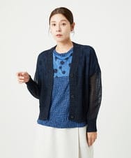 NGSHA10240 GIANNI LO GIUDICE(ジャンニ ロ ジュディチェ) [洗える]透かし柄ニットカーディガン ネイビー