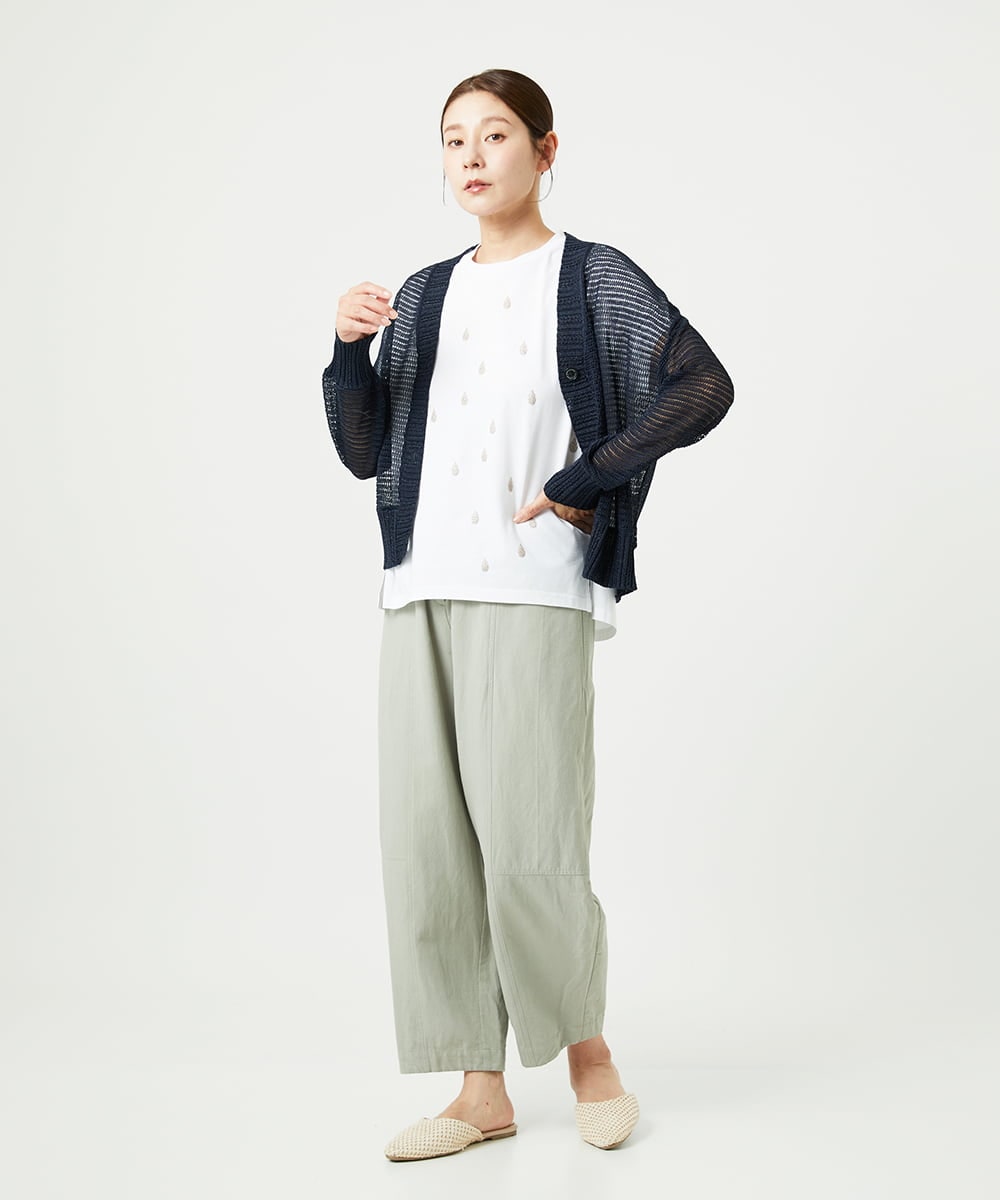 NGSHA10240 GIANNI LO GIUDICE(ジャンニ ロ ジュディチェ) [洗える]透かし柄ニットカーディガン ネイビー