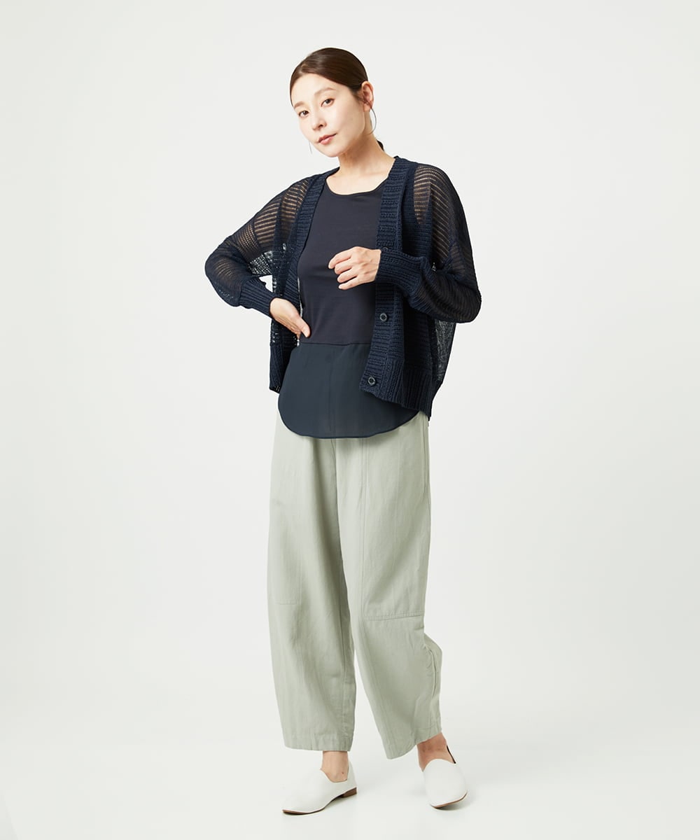 NGSHA10240 GIANNI LO GIUDICE(ジャンニ ロ ジュディチェ) [洗える]透かし柄ニットカーディガン ネイビー