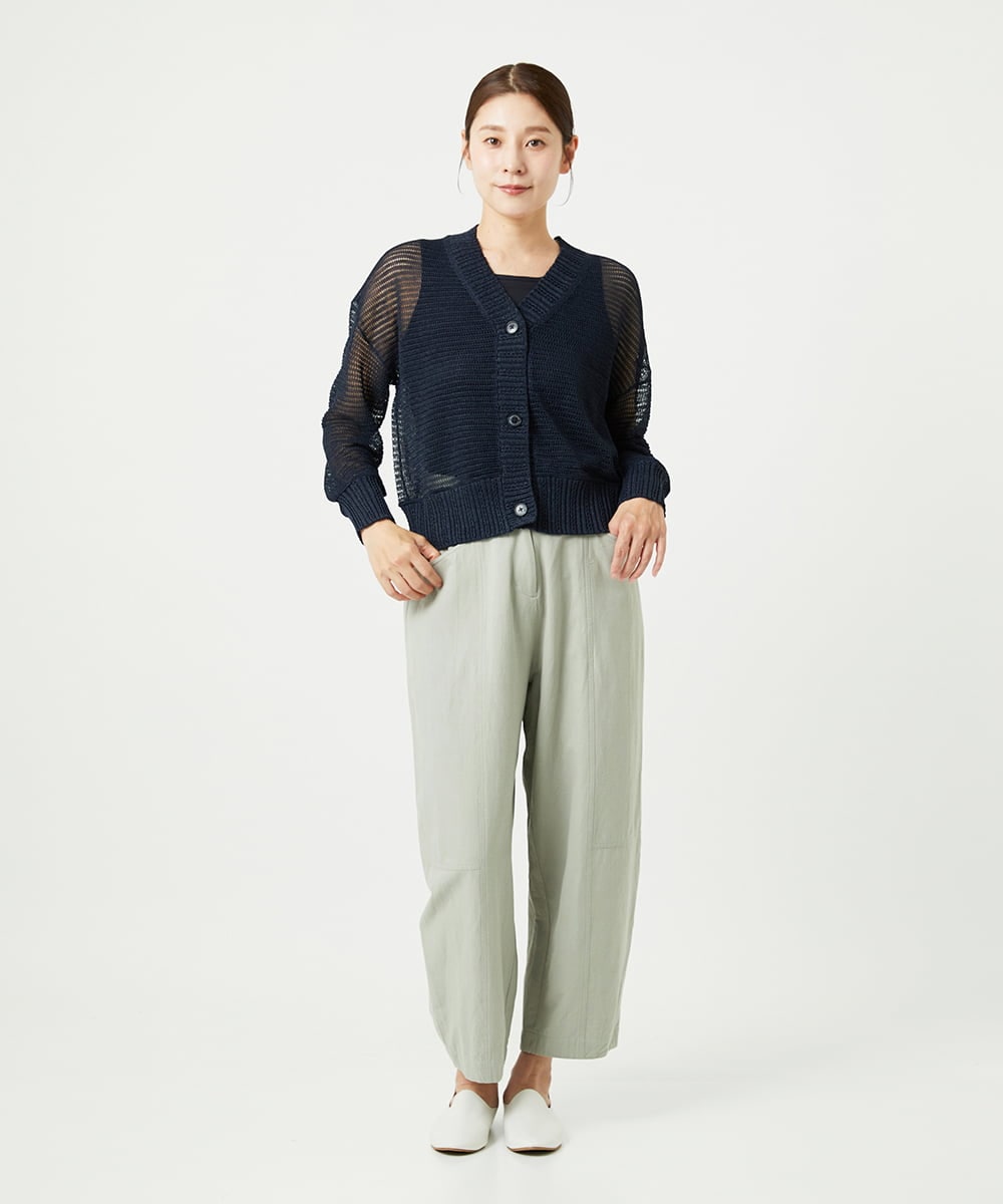 NGSHA10240 GIANNI LO GIUDICE(ジャンニ ロ ジュディチェ) [洗える]透かし柄ニットカーディガン ネイビー