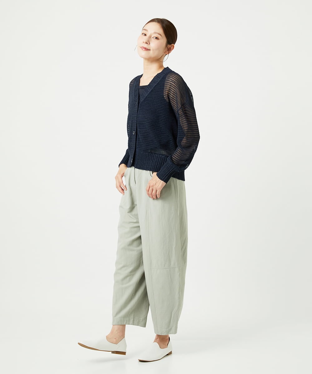 NGSHA10240 GIANNI LO GIUDICE(ジャンニ ロ ジュディチェ) [洗える]透かし柄ニットカーディガン ネイビー