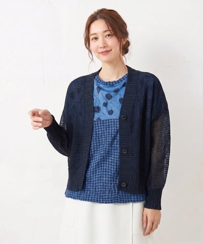 NGSHA10240 GIANNI LO GIUDICE [洗える]透かし柄ニットカーディガン
