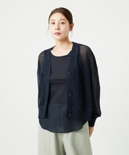 NGSHA10240 GIANNI LO GIUDICE(ジャンニ ロ ジュディチェ) [洗える]透かし柄ニットカーディガン ネイビー