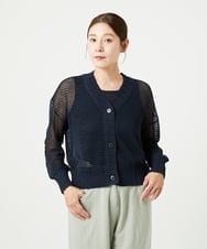 NGSHA10240 GIANNI LO GIUDICE(ジャンニ ロ ジュディチェ) [洗える]透かし柄ニットカーディガン ネイビー