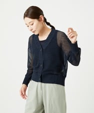 NGSHA10240 GIANNI LO GIUDICE(ジャンニ ロ ジュディチェ) [洗える]透かし柄ニットカーディガン ネイビー