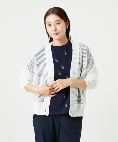 NGSHA10240 GIANNI LO GIUDICE [洗える]透かし柄ニットカーディガン