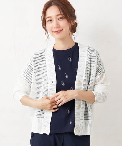 NGSHA10240 GIANNI LO GIUDICE [洗える]透かし柄ニットカーディガン