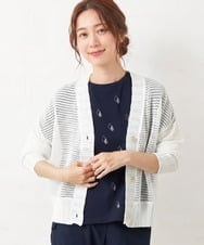 NGSHA10240 GIANNI LO GIUDICE(ジャンニ ロ ジュディチェ) [洗える]透かし柄ニットカーディガン ホワイト