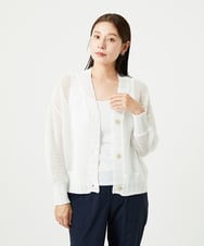 NGSHA10240 GIANNI LO GIUDICE(ジャンニ ロ ジュディチェ) [洗える]透かし柄ニットカーディガン ホワイト