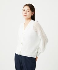 NGSHA10240 GIANNI LO GIUDICE(ジャンニ ロ ジュディチェ) [洗える]透かし柄ニットカーディガン ホワイト