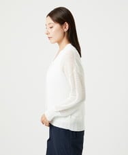 NGSHA10240 GIANNI LO GIUDICE(ジャンニ ロ ジュディチェ) [洗える]透かし柄ニットカーディガン ホワイト