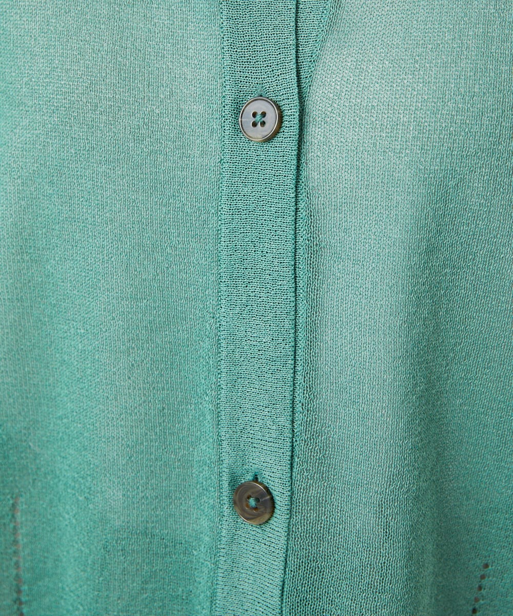 NGSHB30230 GIANNI LO GIUDICE(ジャンニ ロ ジュディチェ) [洗える]ペーパーヤーンニットカーディガン グリーン