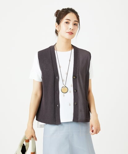 NGSHB31210 GIANNI LO GIUDICE [洗える]ペーパーヤーンニットジレ