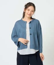 NGSHD05230 GIANNI LO GIUDICE(ジャンニ ロ ジュディチェ) [洗える]ペーパーヤーンカーディガン ブルー