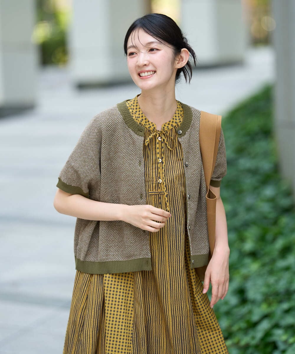 NGSHE60250 GIANNI LO GIUDICE 【洗える】メランジジャガードカーディガン