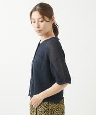 NGSHW10170 GIANNI LO GIUDICE(ジャンニ ロ ジュディチェ) [洗える]カスリニットショートカーディガン ネイビー