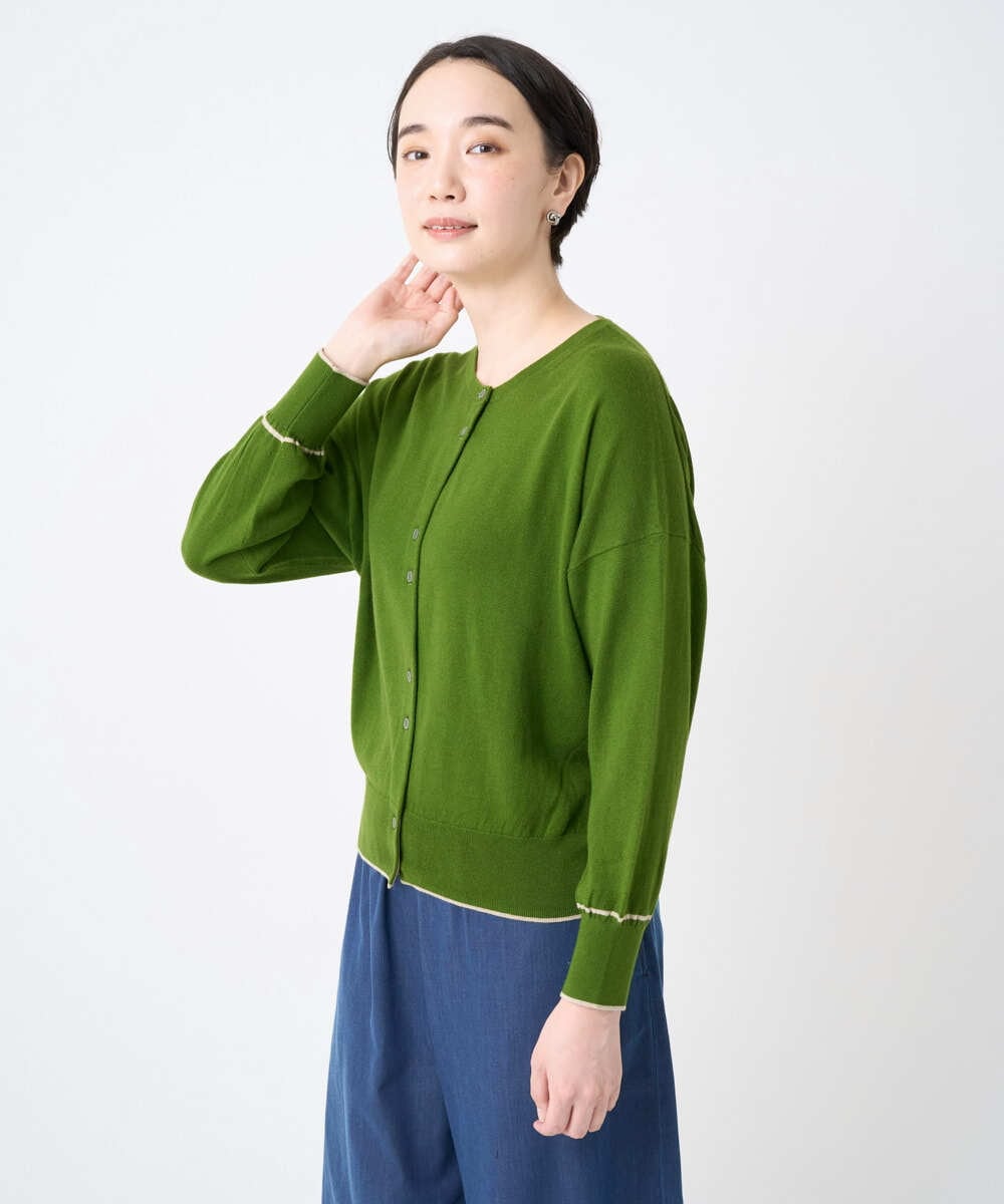 NGSJB20250 GIANNI LO GIUDICE(ジャンニ ロ ジュディチェ) [洗える]シルク混ニットカーディガン グリーン