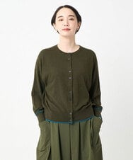 NGSJB20250 GIANNI LO GIUDICE(ジャンニ ロ ジュディチェ) [洗える]シルク混ニットカーディガン ダークカーキ