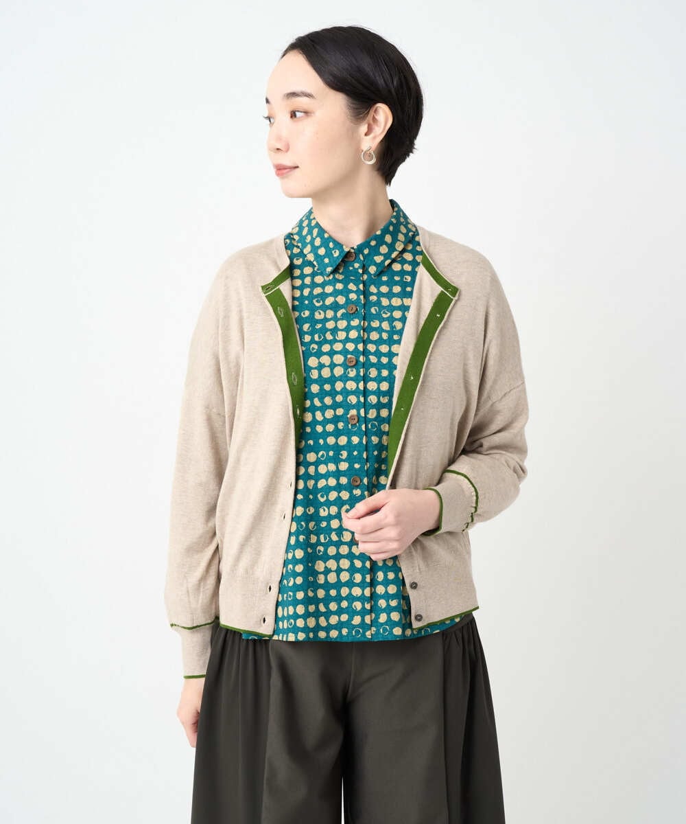 NGSJB20250 GIANNI LO GIUDICE(ジャンニ ロ ジュディチェ) [洗える]シルク混ニットカーディガン ベージュ