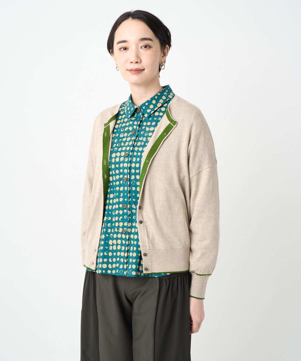 NGSJB20250 GIANNI LO GIUDICE(ジャンニ ロ ジュディチェ) [洗える]シルク混ニットカーディガン ベージュ