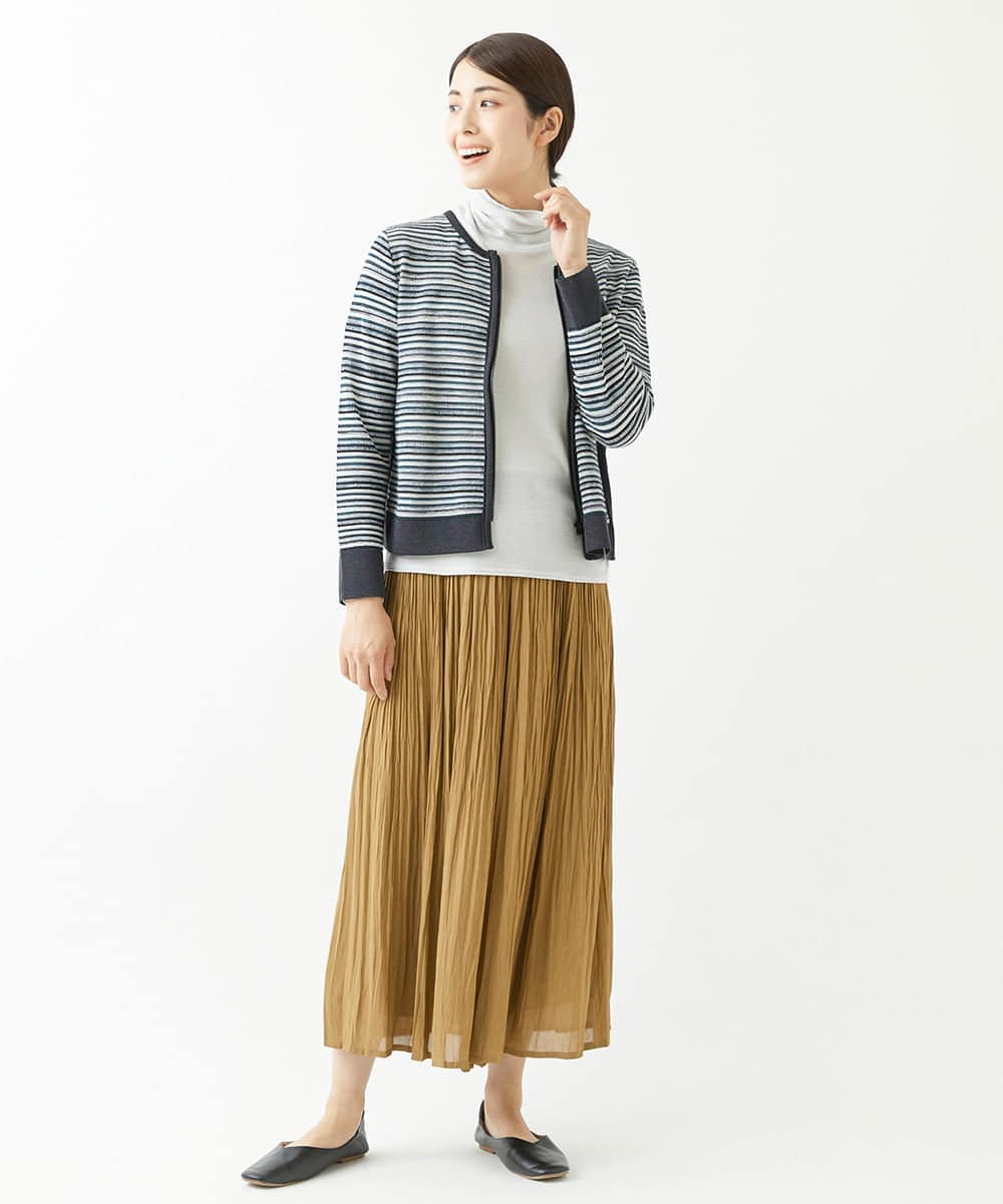 NGSJS10390 GIANNI LO GIUDICE(ジャンニ ロ ジュディチェ) [洗える・日本製]マルチタックボーダーブルゾン ネイビー
