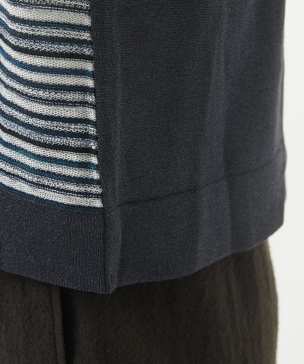 NGSJS10390 GIANNI LO GIUDICE(ジャンニ ロ ジュディチェ) [洗える・日本製]マルチタックボーダーブルゾン ネイビー