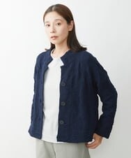 NGSJS20490 GIANNI LO GIUDICE(ジャンニ ロ ジュディチェ) [洗える]ストレッチジャガードニットジャケット ネイビー