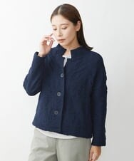 NGSJS20490 GIANNI LO GIUDICE(ジャンニ ロ ジュディチェ) [洗える]ストレッチジャガードニットジャケット ネイビー