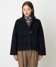 NGTAV40390 GIANNI LO GIUDICE(ジャンニ ロ ジュディチェ) [日本製]エコナンデスボーダージャケット ブラック