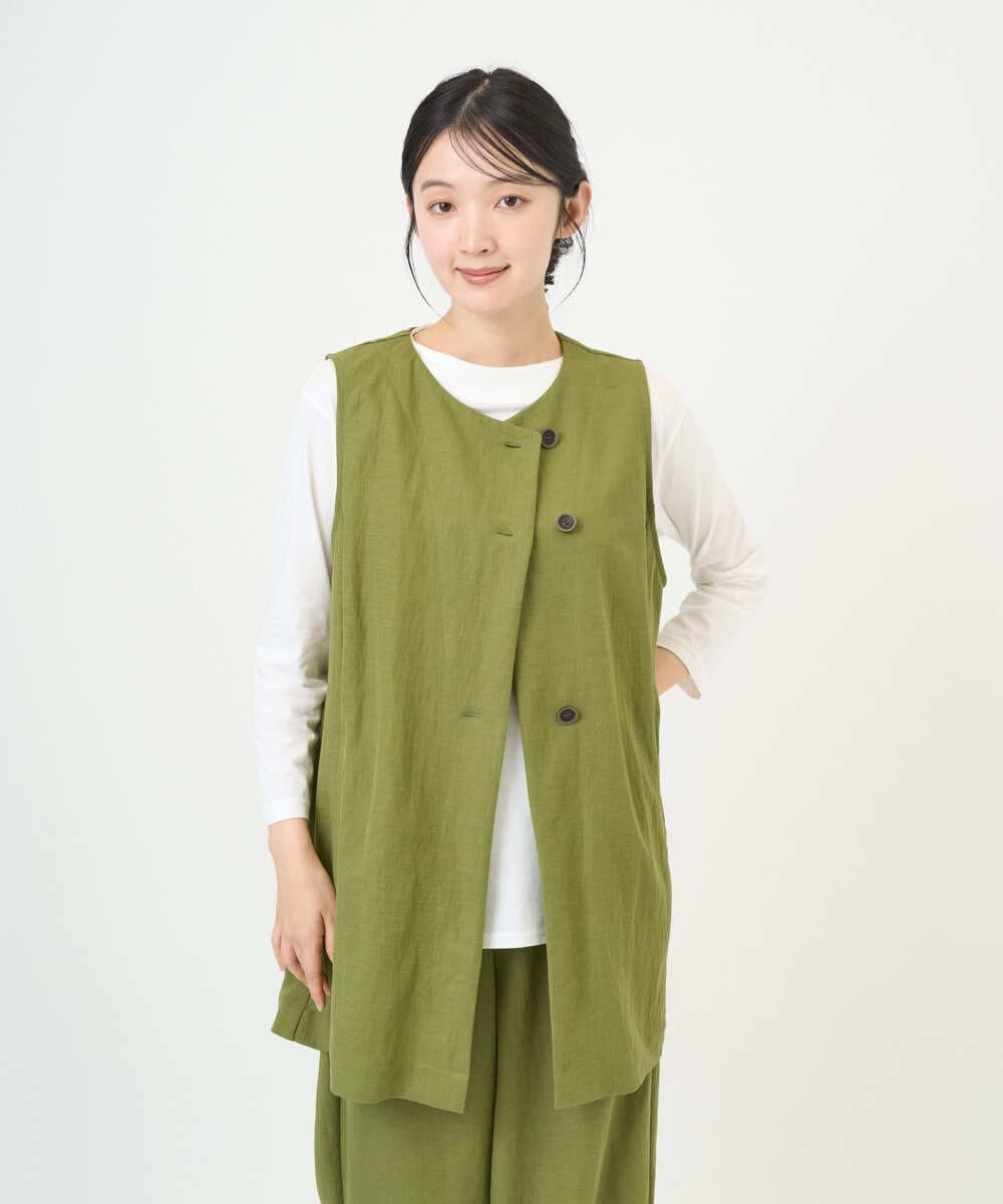 NGTGF39290 GIANNI LO GIUDICE(ジャンニ ロ ジュディチェ) [洗える・日本製]ナチュラルスムースジレ グリーン