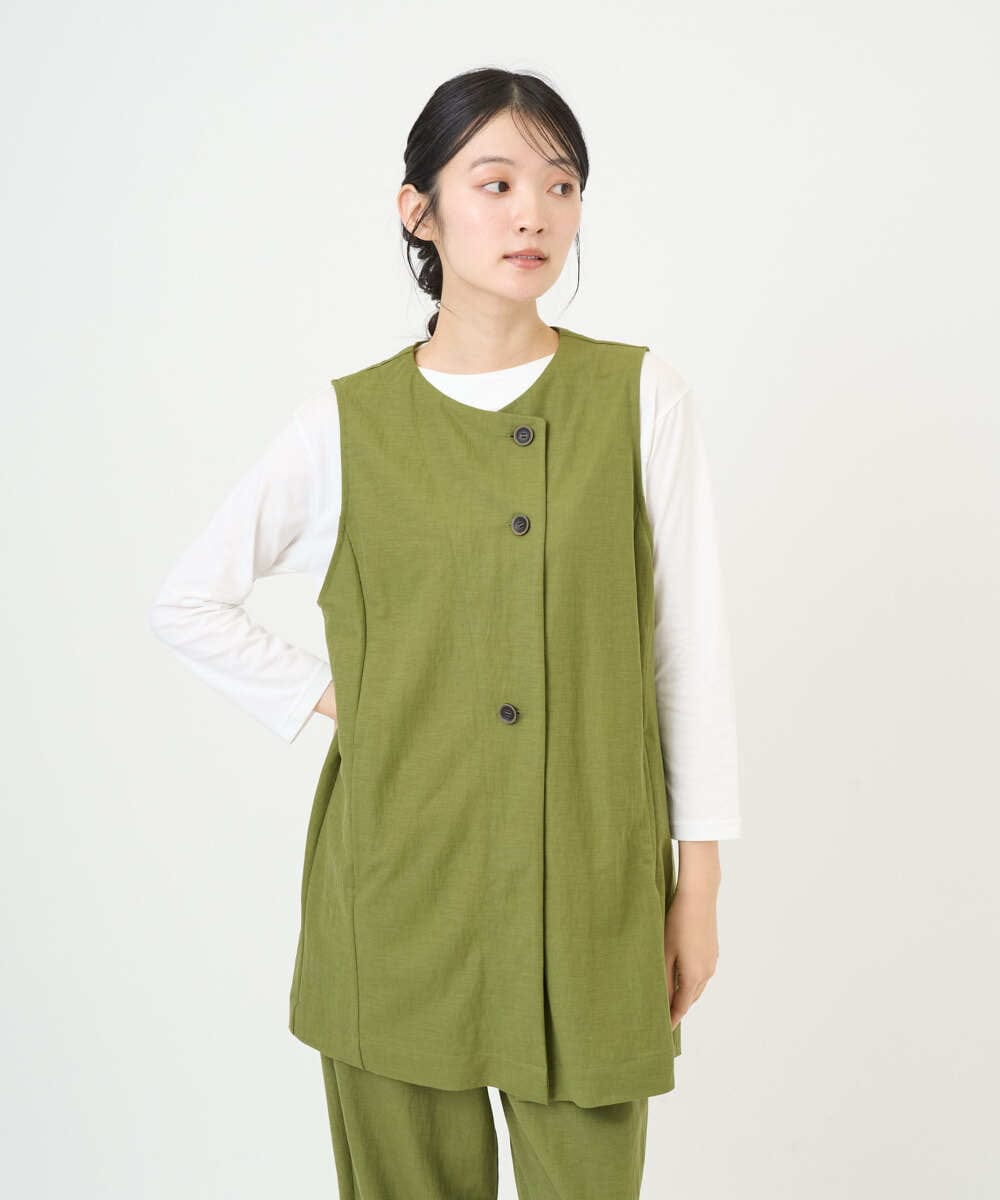 NGTGF39290 GIANNI LO GIUDICE(ジャンニ ロ ジュディチェ) [洗える・日本製]ナチュラルスムースジレ グリーン