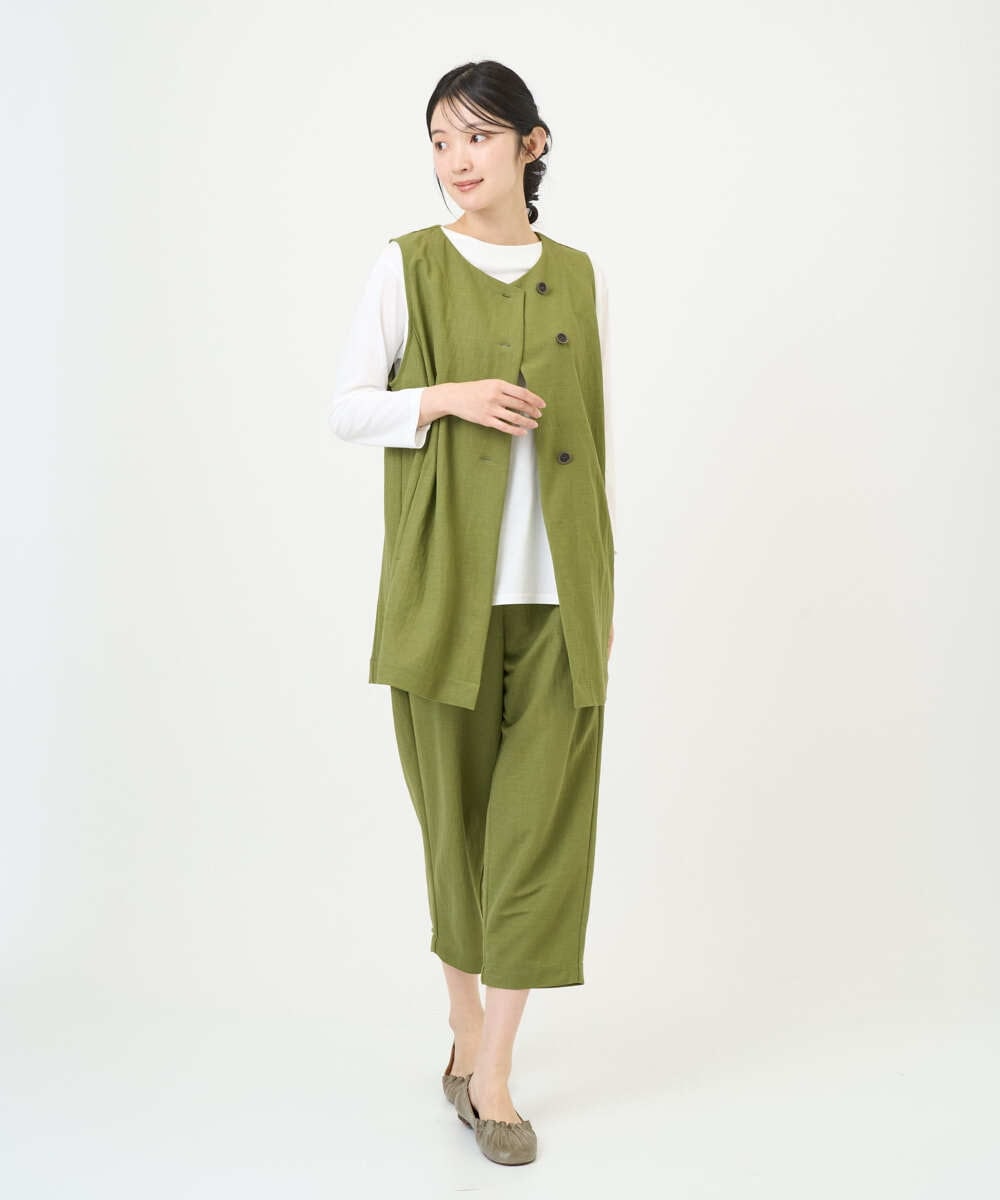 NGTGF39290 GIANNI LO GIUDICE(ジャンニ ロ ジュディチェ) [洗える・日本製]ナチュラルスムースジレ グリーン