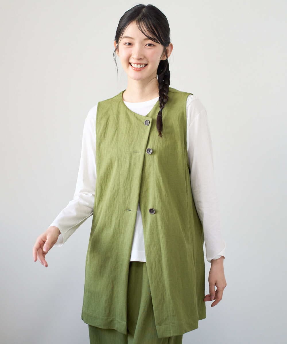 NGTGF39290 GIANNI LO GIUDICE(ジャンニ ロ ジュディチェ) [洗える・日本製]ナチュラルスムースジレ グリーン