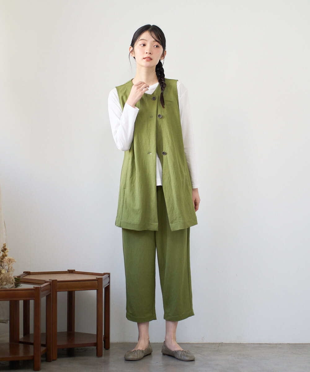 NGTGF39290 GIANNI LO GIUDICE(ジャンニ ロ ジュディチェ) [洗える・日本製]ナチュラルスムースジレ グリーン