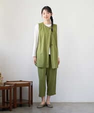 NGTGF39290 GIANNI LO GIUDICE(ジャンニ ロ ジュディチェ) [洗える・日本製]ナチュラルスムースジレ グリーン