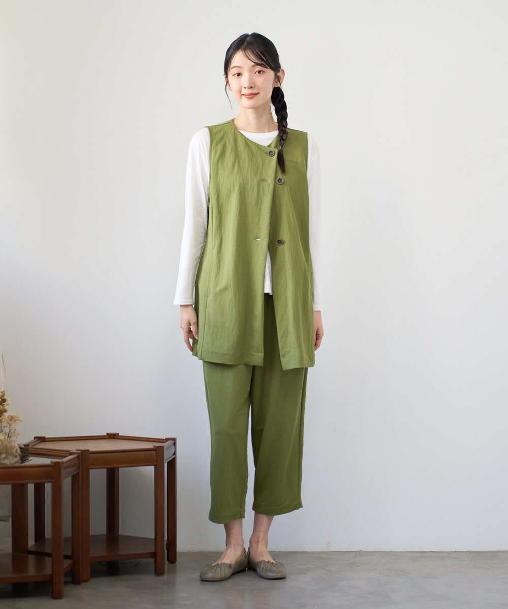 NGTGF39290 GIANNI LO GIUDICE(ジャンニ ロ ジュディチェ) [洗える・日本製]ナチュラルスムースジレ グリーン