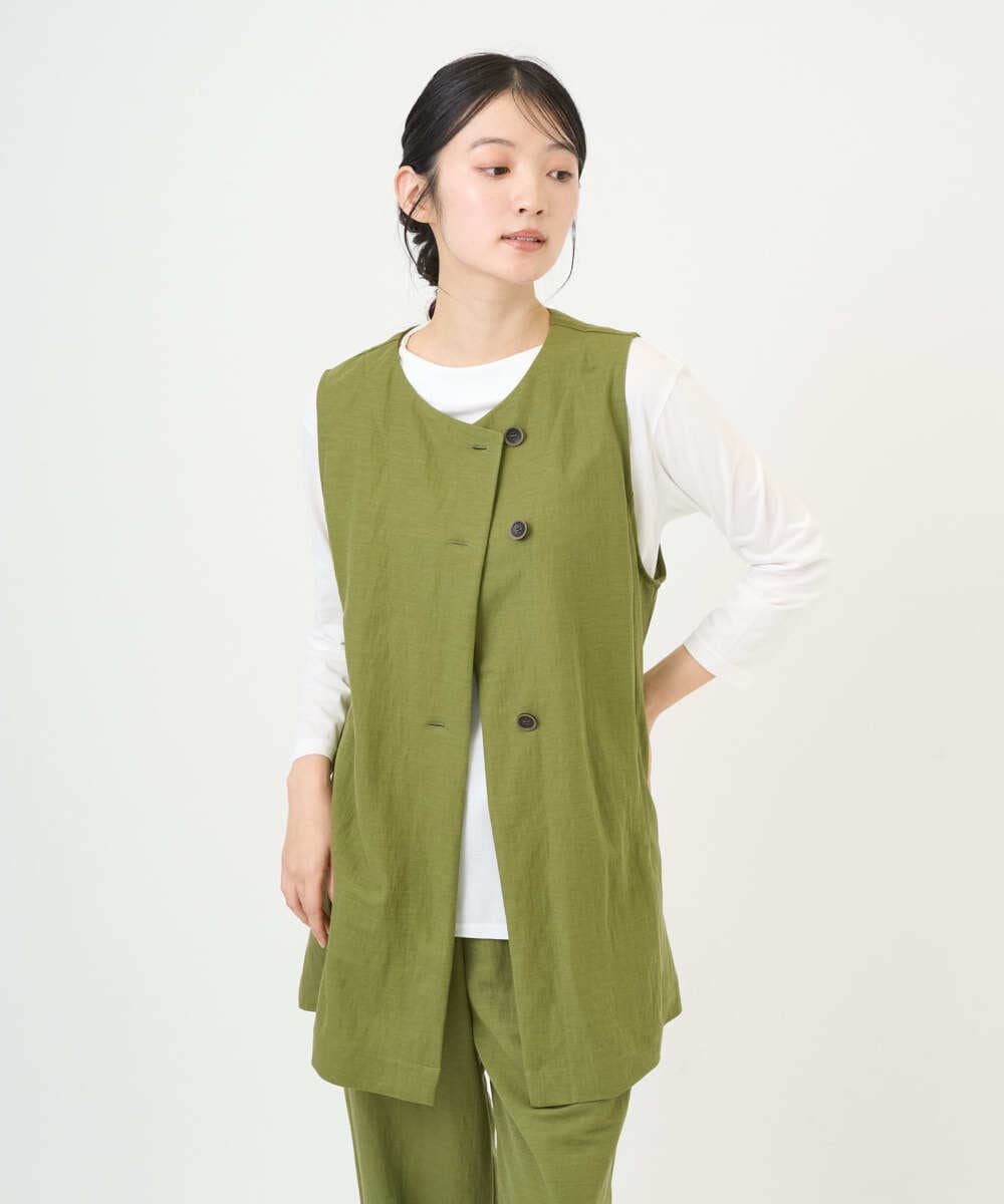 NGTGF39290 GIANNI LO GIUDICE(ジャンニ ロ ジュディチェ) [洗える・日本製]ナチュラルスムースジレ グリーン