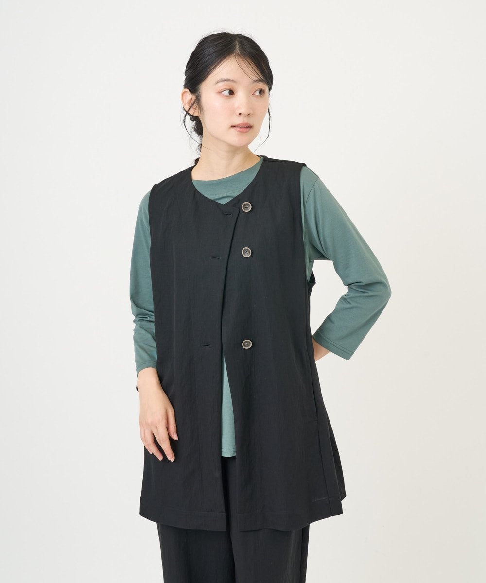 NGTGF39290 GIANNI LO GIUDICE(ジャンニ ロ ジュディチェ) [洗える・日本製]ナチュラルスムースジレ グリーン