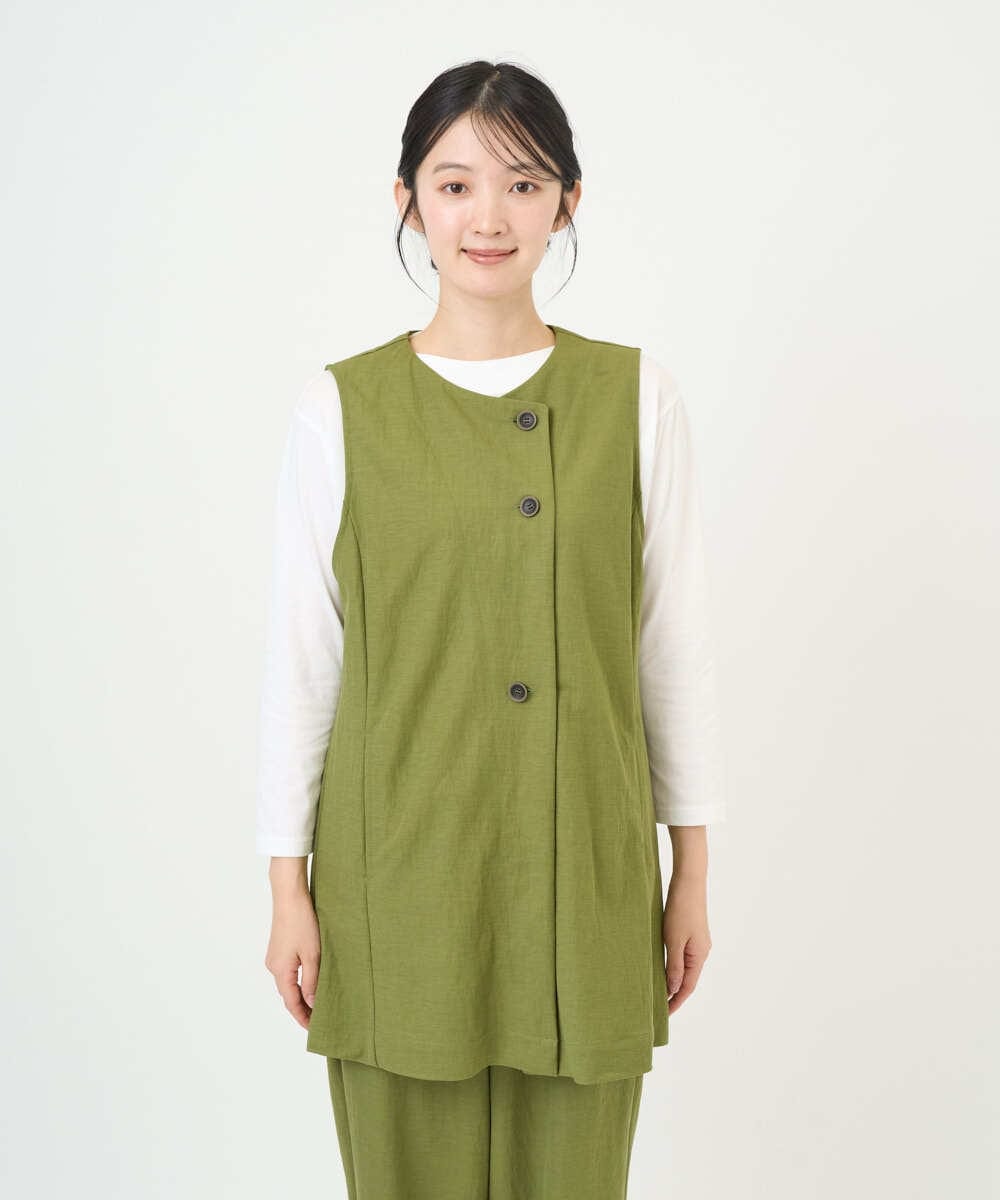 NGTGF39290 GIANNI LO GIUDICE(ジャンニ ロ ジュディチェ) [洗える・日本製]ナチュラルスムースジレ グリーン