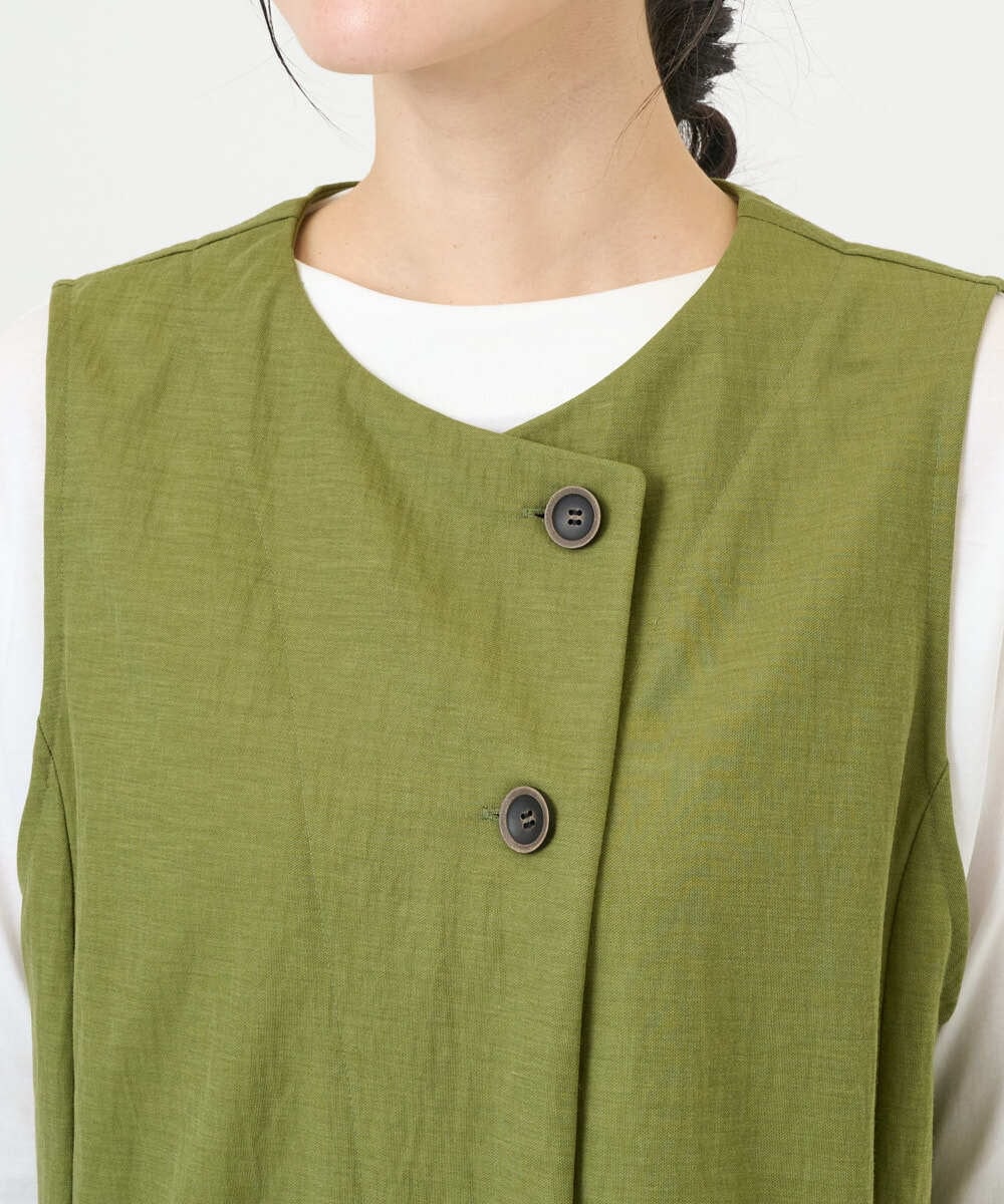 NGTGF39290 GIANNI LO GIUDICE(ジャンニ ロ ジュディチェ) [洗える・日本製]ナチュラルスムースジレ グリーン